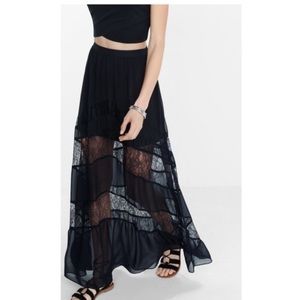 Black lace express maxi skirt
